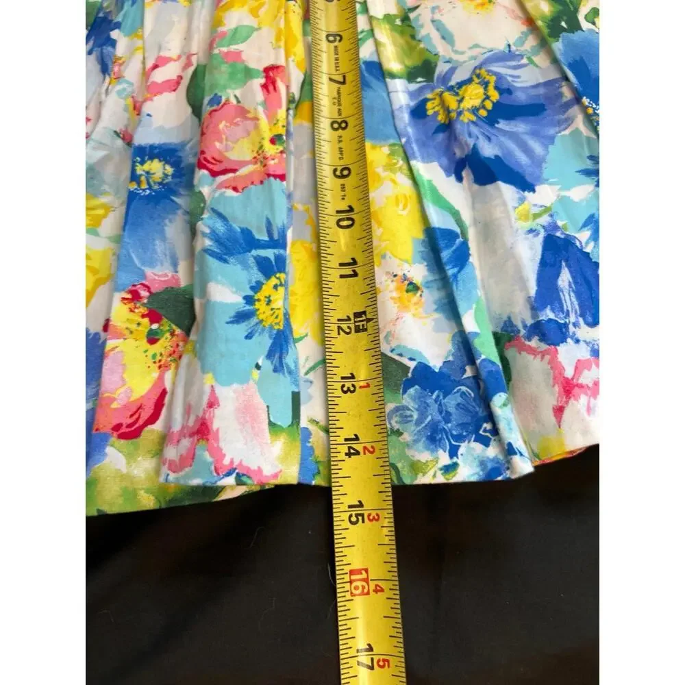 Polo Ralph Lauren‎ Girls Fully Lined Cotton Sateen Floral Pleated Mini Skirt 14